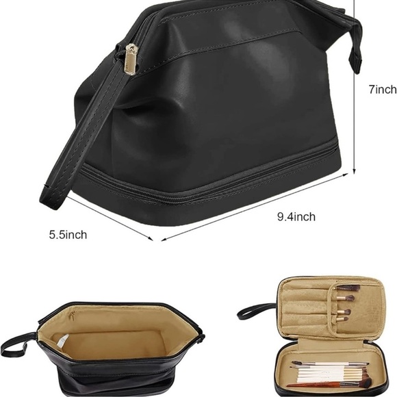 Elegant Black and Gold Toiletry Bag for Travel - Picture 5 of 5